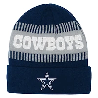 Bonnet en tricot à revers Bright Lights bleu marine des Cowboys de Dallas pour jeunes Outerstuff