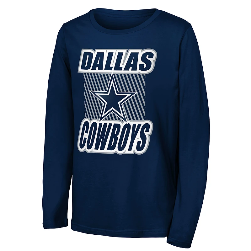 T-shirt à manches longues bleu marine Dallas Cowboys Never Settle pour jeunes Outerstuff