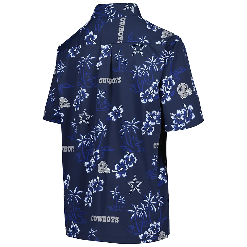 Chemise boutonnée à manches courtes pour jeunes Reyn Spooner bleu marine Dallas Cowboys