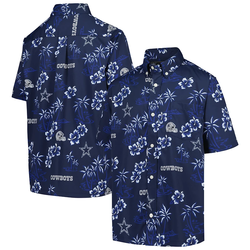 Chemise boutonnée à manches courtes pour jeunes Reyn Spooner bleu marine Dallas Cowboys