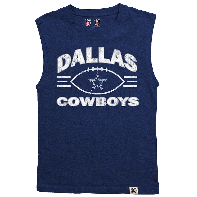 Youth Wes & Willy Heather Navy Dallas Cowboys Muscle Tank Top