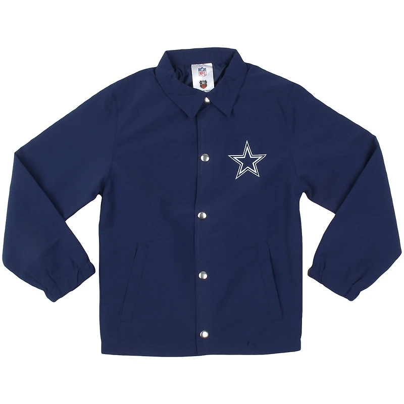 Youth Wes & Willy Navy Dallas Cowboys T Buck's Full-Snap Coaching Jacket