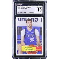 Carte de recrue Cooper Flagg Dallas Mavericks 2025-26 Topps Living Set n° 11 authentifiée CGC 10