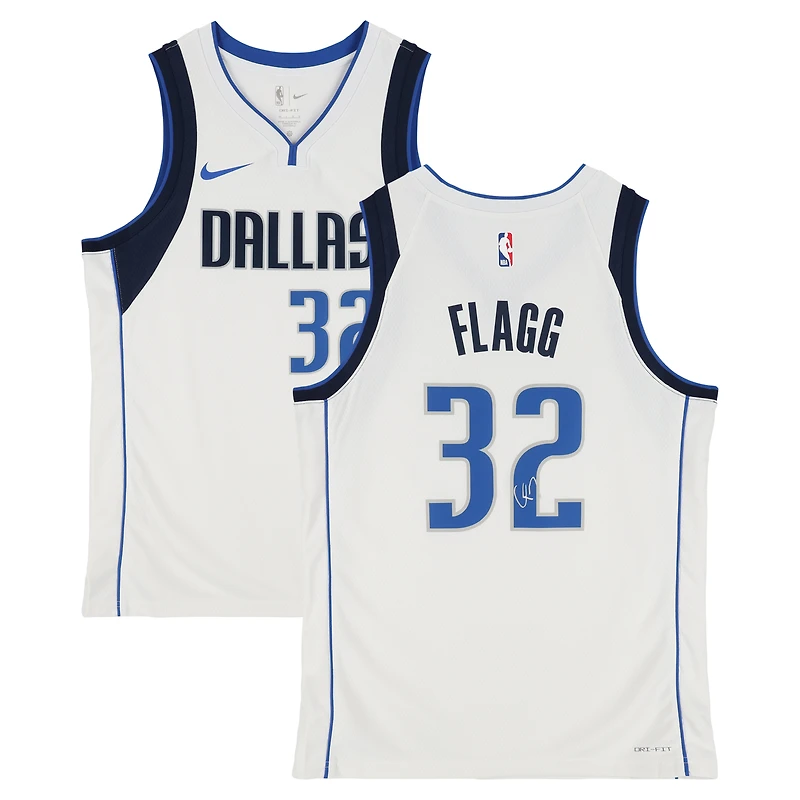 Maillot Nike Swingman blanc dédicacé par Cooper Flagg des Dallas Mavericks