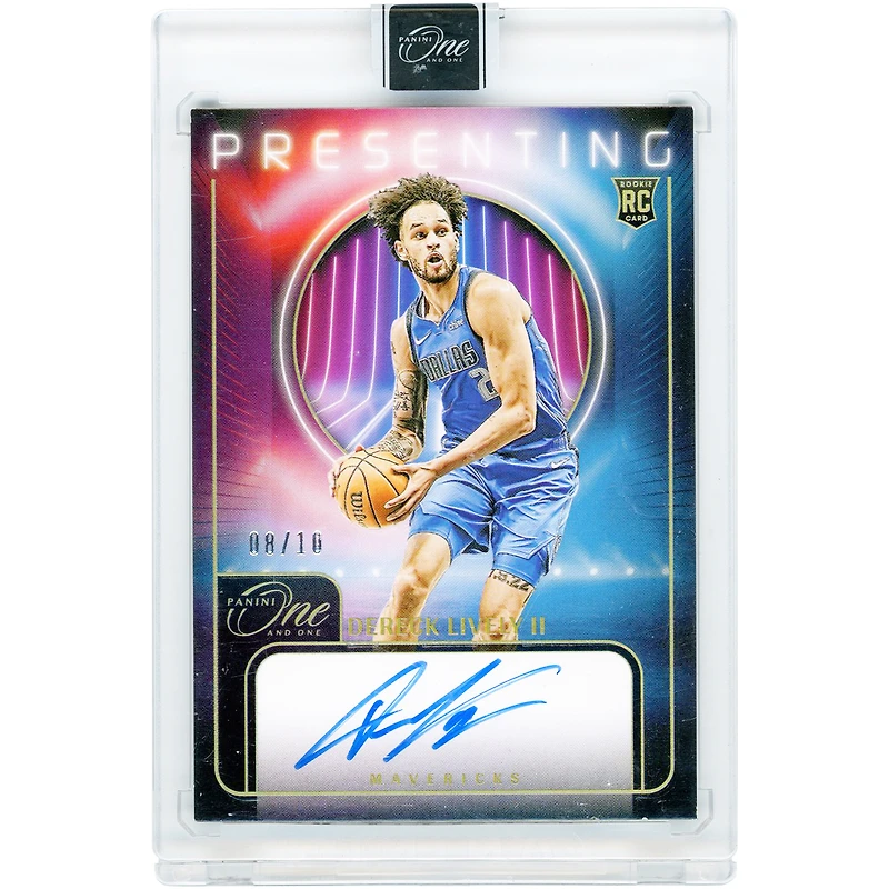 Carte de recrue autographiée de Dereck Lively II (Dallas Mavericks) 2023-24 Panini One & One Presenting #P-DLV #8/10