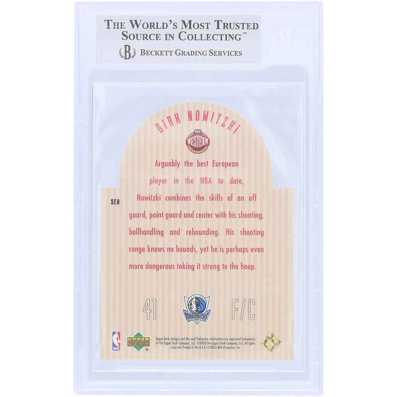 Dirk Nowitzki Dallas Mavericks 2003-04 Upper Deck SE Die Cut All Stars Black #SE9 #16/25 BGS Authentifié 9 Cartes - 9.5,9,9,9 Sous-grades