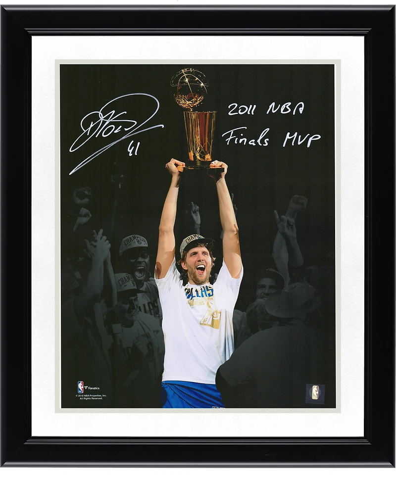 Dirk Nowitzki Dallas Mavericks Autographed 11" x 14" 2011 NBA Finals Spotlight Photograph with "2011 NBA Finals MVP" Inscription