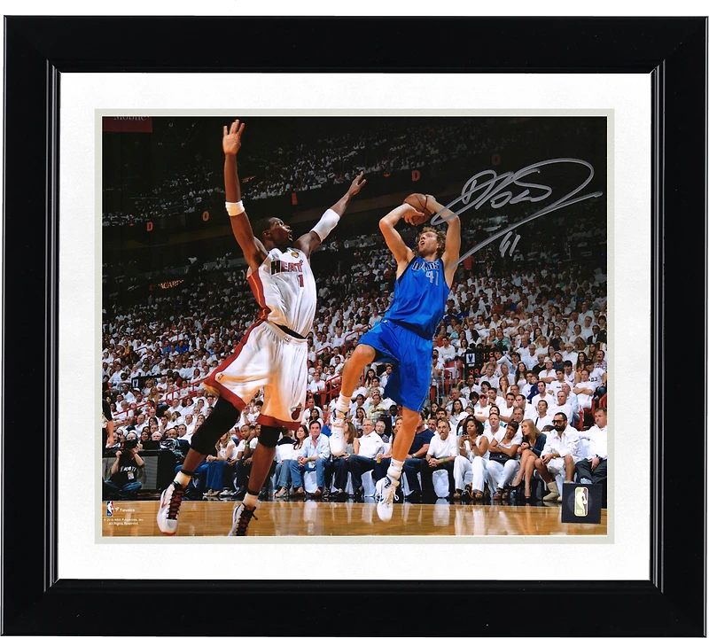 Dirk Nowitzki Dallas Mavericks Autographed 8'' x 10'' Shot vs. Chris Bosh Photograph