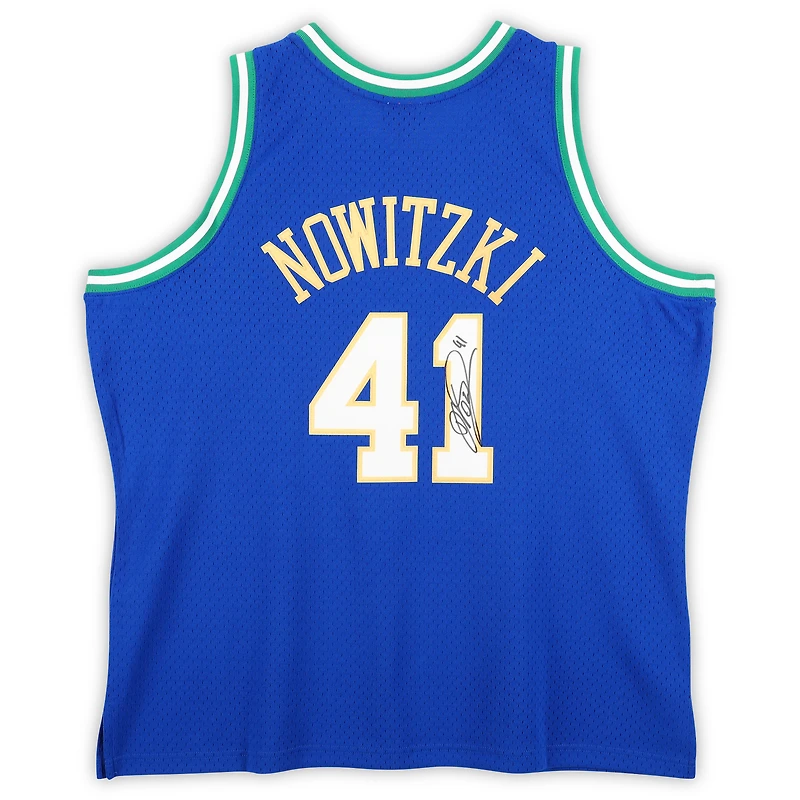 Dirk Nowitzki Dallas Mavericks Autographed Mitchell & Ness Blue/Green 1998-99 Swingman Jersey