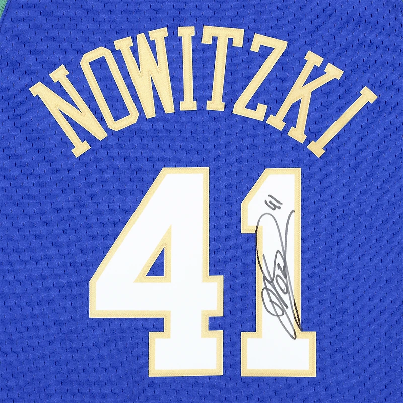 Dirk Nowitzki Dallas Mavericks Autographed Mitchell & Ness Blue/Green 1998-99 Swingman Jersey