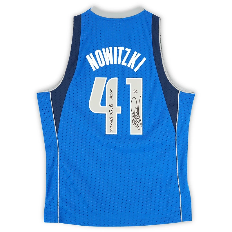 Dirk Nowitzki Dallas Mavericks Autographed Mitchell & Ness Blue 2010-11 Swingman Jersey