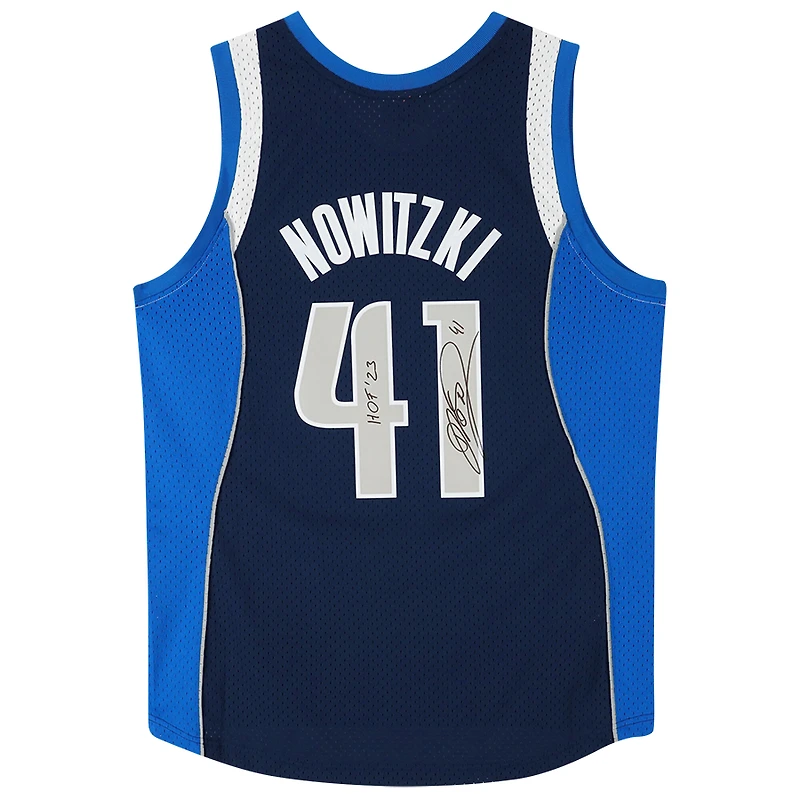 Dirk Nowitzki Dallas Mavericks Autographed Mitchell & Ness Navy 2010-11 Swingman Jersey with "HOF 23" Inscription
