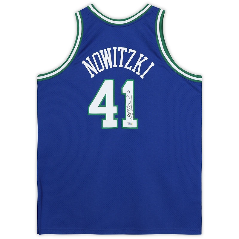 Dirk Nowitzki Dallas Mavericks Autographed Mitchell & Ness Royal Blue 1998-1999 Throwback Authentic Jersey