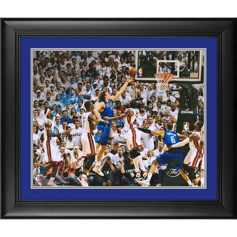 Dirk Nowitzki Dallas Mavericks Framed Autographed 16" x 20" 2011 NBA Finals Game 2 Winning Shot vs. Miami Heat Photograph
