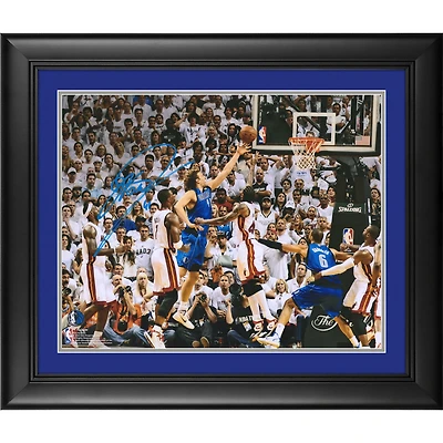 Dirk Nowitzki Dallas Mavericks Framed Autographed 16" x 20" 2011 NBA Finals Game 2 Winning Shot vs. Miami Heat Photograph