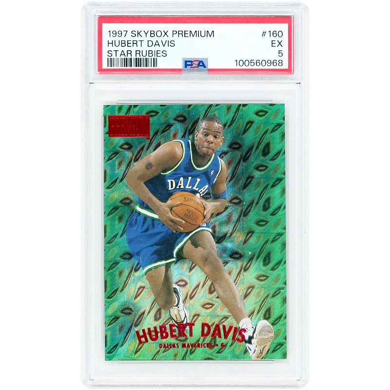 Carte Hubert Davis Dallas Mavericks 1997 Skybox Premium Star Rubies n° 160, authentifiée PSA (5 cartes).