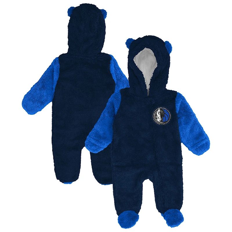 Grenouillère polaire à capuche et fermeture éclair intégrale pour nourrissons nouveau-nés Outerstuff, bleu marine, Dallas Mavericks Stay Napping