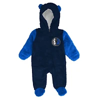 Infant & Newborn Outerstuff Navy Dallas Mavericks Stay Napping Fleece Bunting Full-Zip Hooded Sleeper