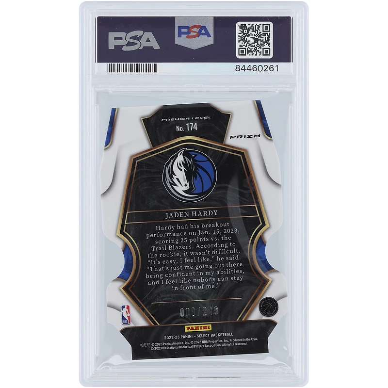 Jaden Hardy Dallas Mavericks 2022-23 Panini Select Blue Die Cut #174 #9/249 PSA Authenticated 10 Rookie Card