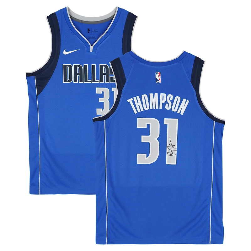 Maillot Swingman Nike Icon Edition bleu dédicacé par Klay Thompson des Dallas Mavericks
