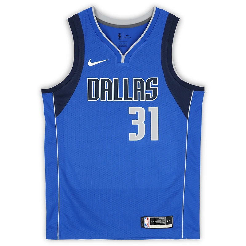 Maillot Swingman Nike Icon Edition bleu dédicacé par Klay Thompson des Dallas Mavericks