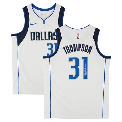 Maillot Swingman blanc dédicacé par Klay Thompson des Dallas Mavericks, édition Nike Association