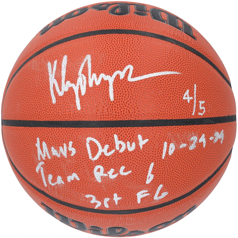 Ballon de basket-ball d'intérieur/extérieur Wilson Authentic Series autographié par Klay Thompson des Dallas Mavericks avec plusieurs inscriptions pour les débuts des Mavs - Édition limitée à 5
