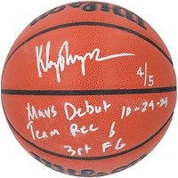 Ballon de basket-ball d'intérieur/extérieur Wilson Authentic Series autographié par Klay Thompson des Dallas Mavericks avec plusieurs inscriptions pour les débuts des Mavs - Édition limitée à 5