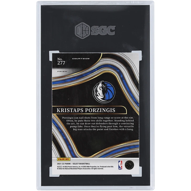 Kristaps Porzingis Dallas Mavericks 2021-22 Panini Select Zebra Prizm Courtside #277 SGC Authenticated 10 Card