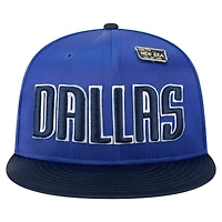 Men's New Era  Blue/Navy Dallas Mavericks Throwback Satin Vintage Pin Two-Tone 59FIFTY Fitted Hat