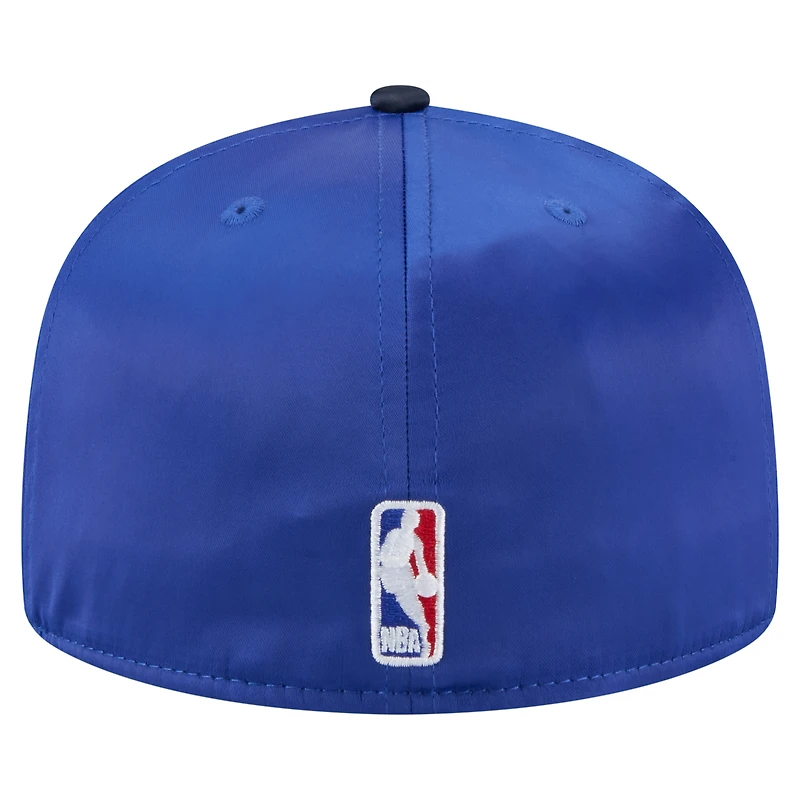 Men's New Era  Blue/Navy Dallas Mavericks Throwback Satin Vintage Pin Two-Tone 59FIFTY Fitted Hat