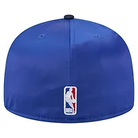 Men's New Era  Blue/Navy Dallas Mavericks Throwback Satin Vintage Pin Two-Tone 59FIFTY Fitted Hat