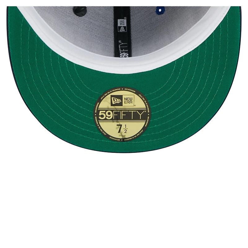 Men's New Era  Blue/Navy Dallas Mavericks Throwback Satin Vintage Pin Two-Tone 59FIFTY Fitted Hat