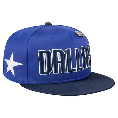 Men's New Era  Blue/Navy Dallas Mavericks Throwback Satin Vintage Pin Two-Tone 59FIFTY Fitted Hat