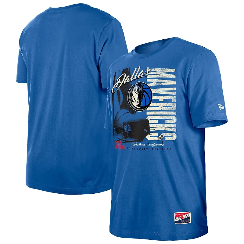 T-shirt à imprimé rétro Dallas Mavericks bleu New Era pour homme