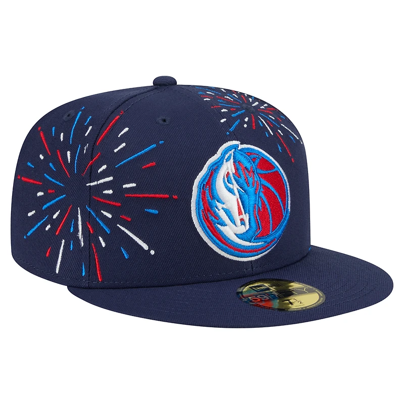 Men's New Era  Navy Dallas Mavericks Americana Fireworks 59FIFTY Fitted Hat