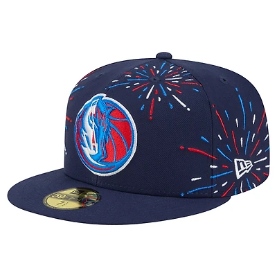 Men's New Era  Navy Dallas Mavericks Americana Fireworks 59FIFTY Fitted Hat