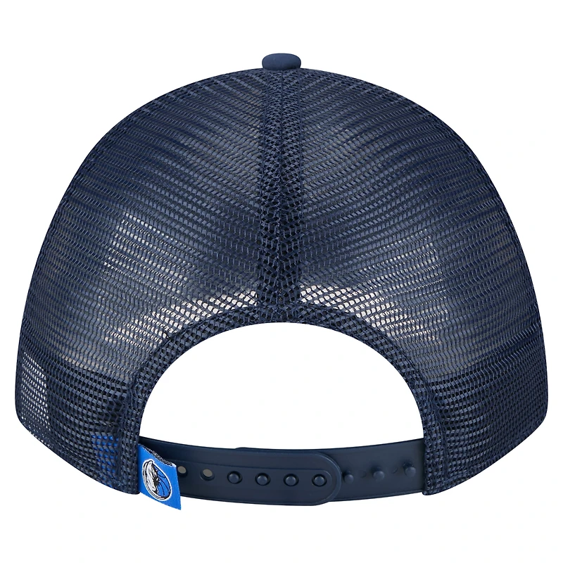 Men's New Era  Navy Dallas Mavericks Minimalist A-Frame 9FORTY Trucker Hat