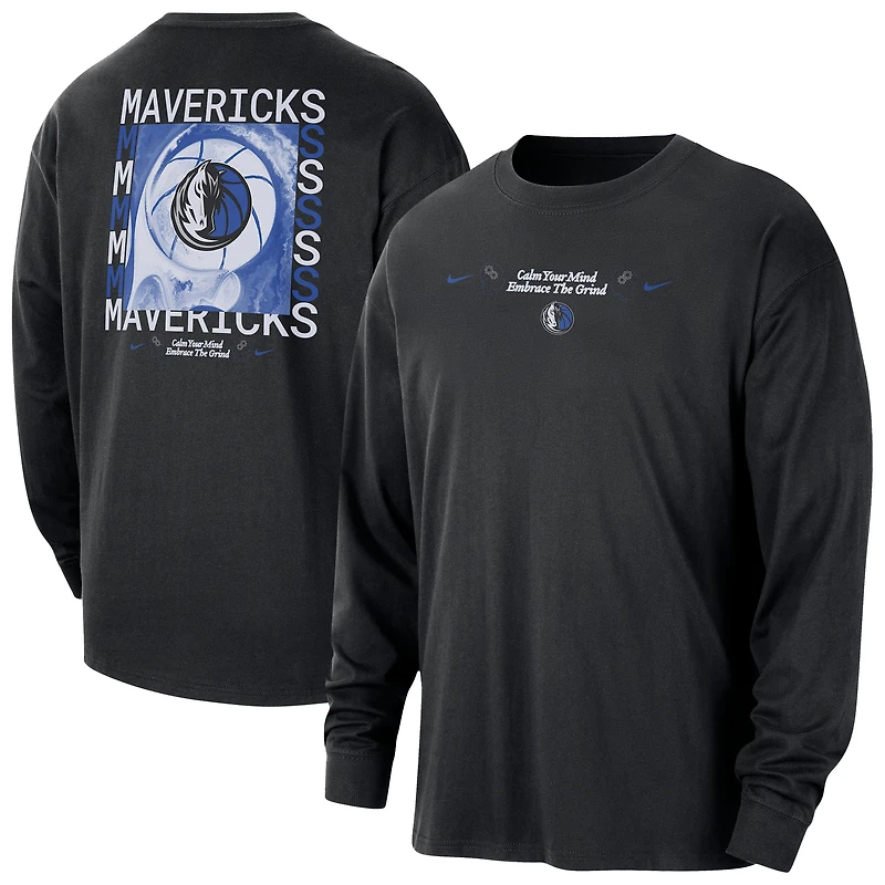 Men's Nike Black Dallas Mavericks Courtside Oversized Long Sleeve T-Shirt