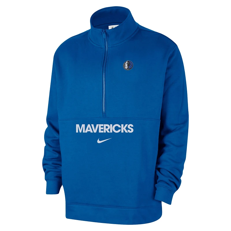 Veste demi-zip Nike Royal Dallas Mavericks Courtside Club pour homme
