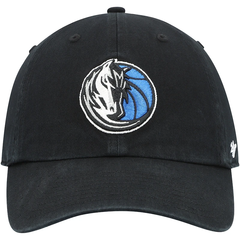 Men's '47 Black Dallas Mavericks Team Logo Clean Up Adjustable Hat