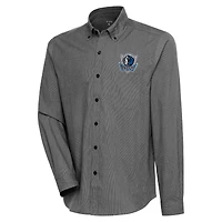 Chemise boutonnée de compression noire Antigua Dallas Mavericks pour homme