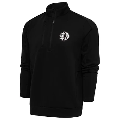 Haut à fermeture éclair quart de tour Dallas Mavericks noir Antigua pour homme avec logo métallisé