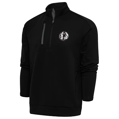 Haut à fermeture éclair quart de tour Dallas Mavericks noir Antigua pour homme avec logo métallisé