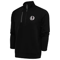 Haut à fermeture éclair quart de tour Dallas Mavericks noir Antigua pour homme avec logo métallisé