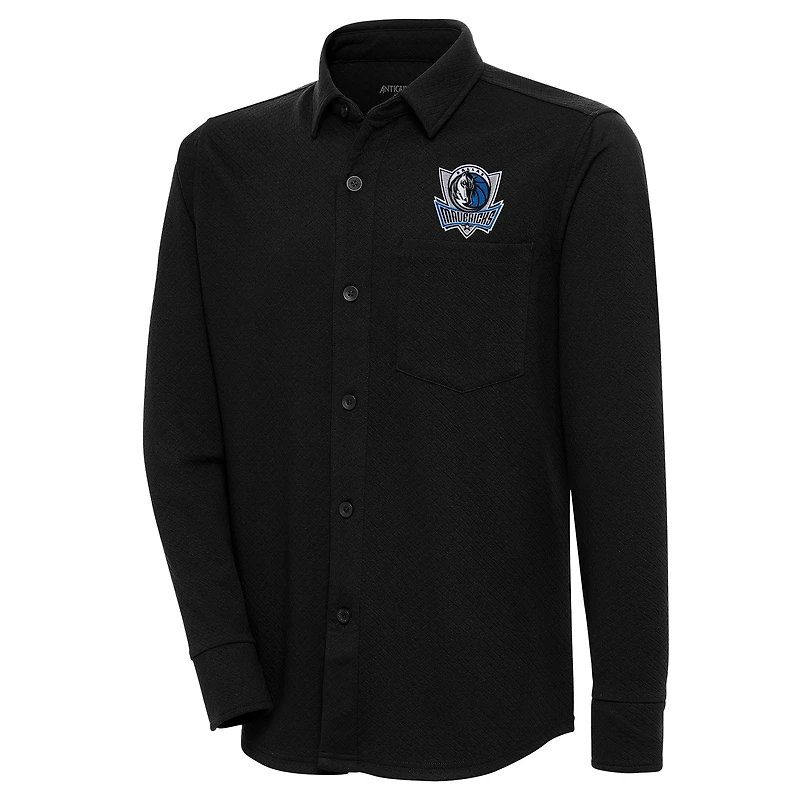Veste-chemise boutonnée noire Dallas Mavericks Antigua pour homme