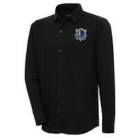 Veste-chemise boutonnée noire Dallas Mavericks Antigua pour homme
