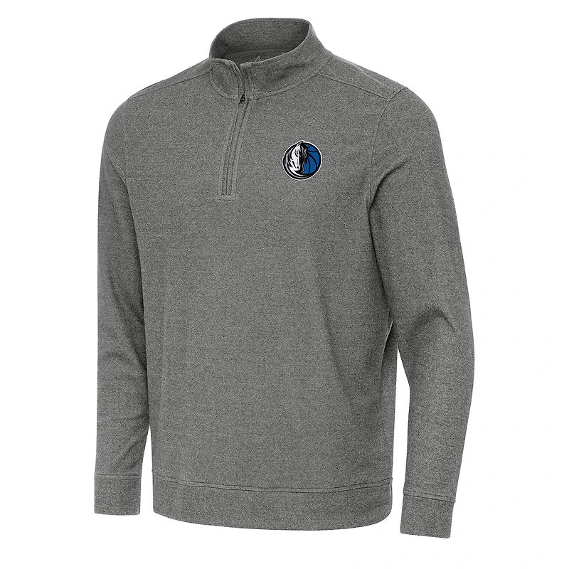 Sweat-shirt à fermeture éclair discrète Antigua Heather Black Dallas Mavericks pour homme