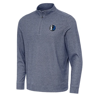 Sweat-shirt à fermeture éclair discrète Antigua Heather Navy pour homme des Dallas Mavericks