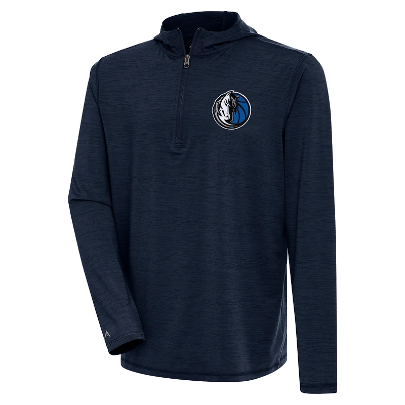 Pull léger à fermeture éclair quart de tour Antigua Heather Navy Dallas Mavericks pour homme